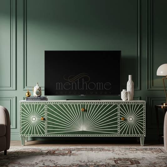 Sunburst Inlay TV Cabinet | Luxury Handmade TV Cabinet