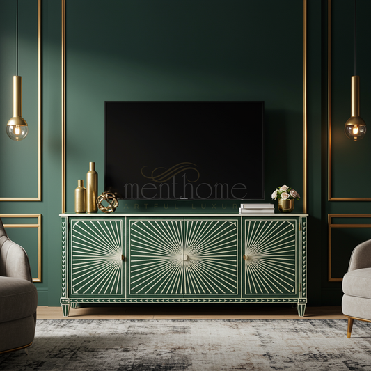 Sunburst Inlay TV Cabinet | Luxury Handmade TV Cabinet