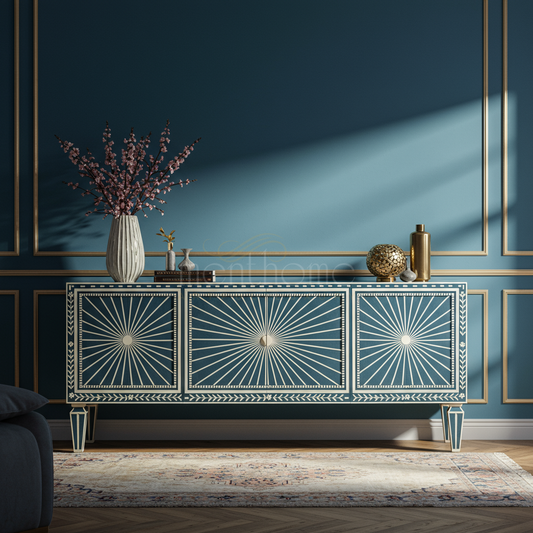 Luxury Inlay Sunburst TV Cabinet | Luxury Handmade TV Cabinet
