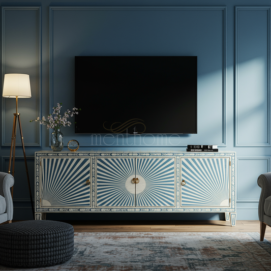 Sunburst Inlay TV Cabinet | Luxury Handmade TV Cabinet