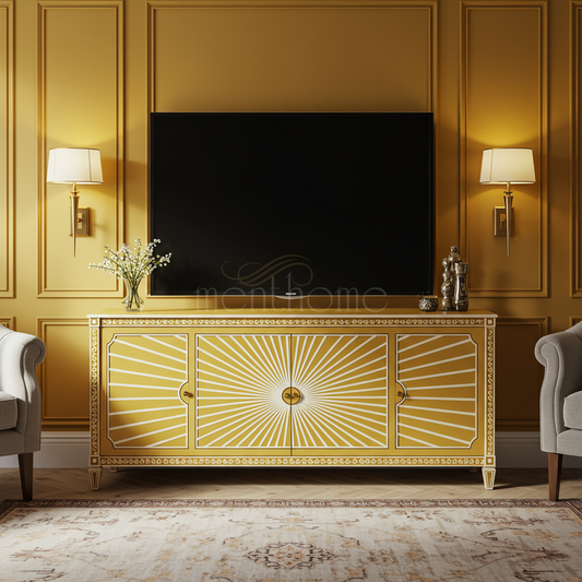 Luxury Inlay Sunburst TV Cabinet | Luxury Handmade TV Cabinet