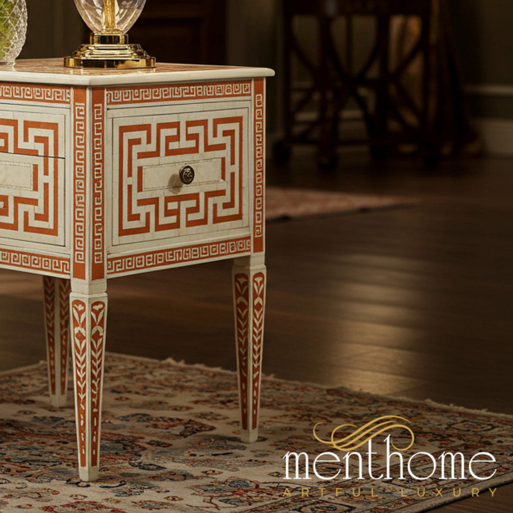 Vintage Decorative Side Table with Drawer | Luxury Handmade Bedside Ta ...